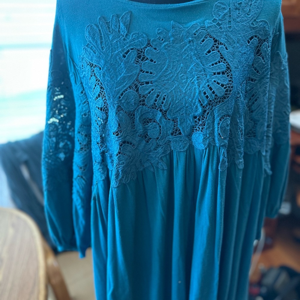 Deletta Lace Long Sleeve Top sz XL like new condition, deep teal